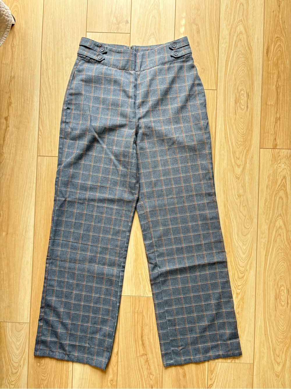 Modcloth Blue Gray Plaid Flannel Look Pants Classic Preppy Timeless